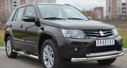 18 399 р. Защита переднего бампера (2 трубыØ76 и 42 мм, нержавейка) SLITKOFF Suzuki Grand Vitara JT 5 дверей 2-ой рестайлинг (2012-2016)  с доставкой в г. Тольятти. Увеличить фотографию 4