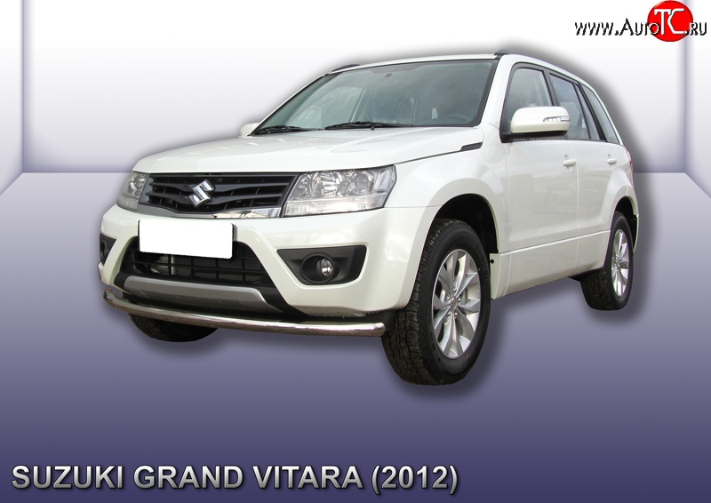 10 849 р. Одинарная защита переднего бампера из трубы диаметром 57 мм Slitkoff Suzuki Grand Vitara JT 5 дверей 2-ой рестайлинг (2012-2016) (Цвет: нержавеющая полированная сталь)  с доставкой в г. Тольятти