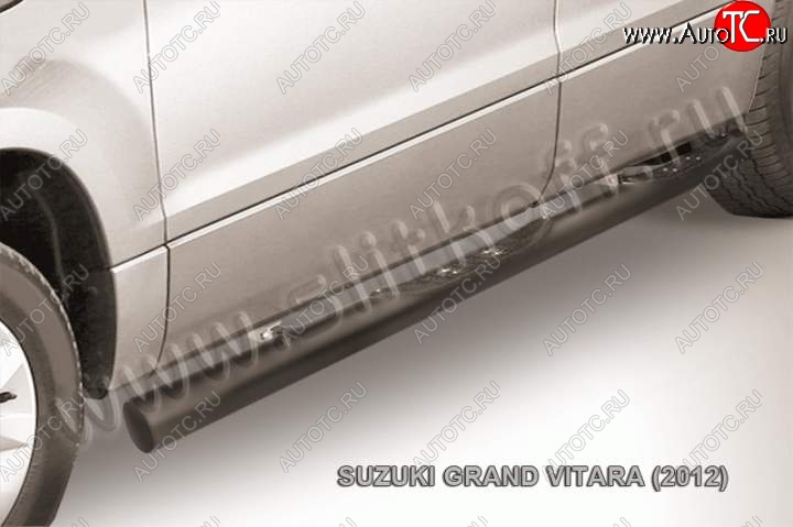 12 399 р. Защита порогов Slitkoff Suzuki Grand Vitara JT 5 дверей 2-ой рестайлинг (2012-2016) (Цвет: серебристый)  с доставкой в г. Тольятти