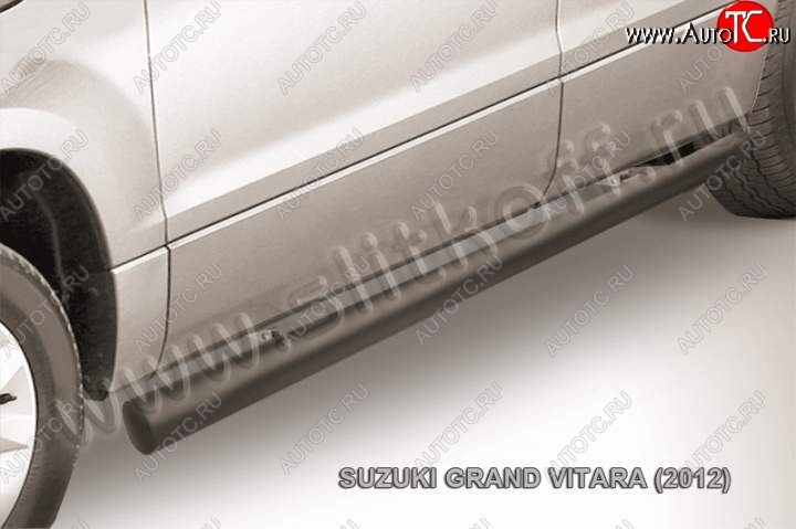 10 599 р. Защита порогов Slitkoff Suzuki Grand Vitara JT 5 дверей 2-ой рестайлинг (2012-2016) (Цвет: серебристый)  с доставкой в г. Тольятти