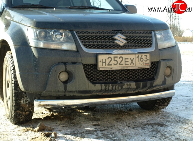 9 499 р. Защита переднего бампера d75x42 мм Металл Дизайн Suzuki Grand Vitara JT 3 двери дорестайлинг (2005-2008) (полированная нержавейка)  с доставкой в г. Тольятти