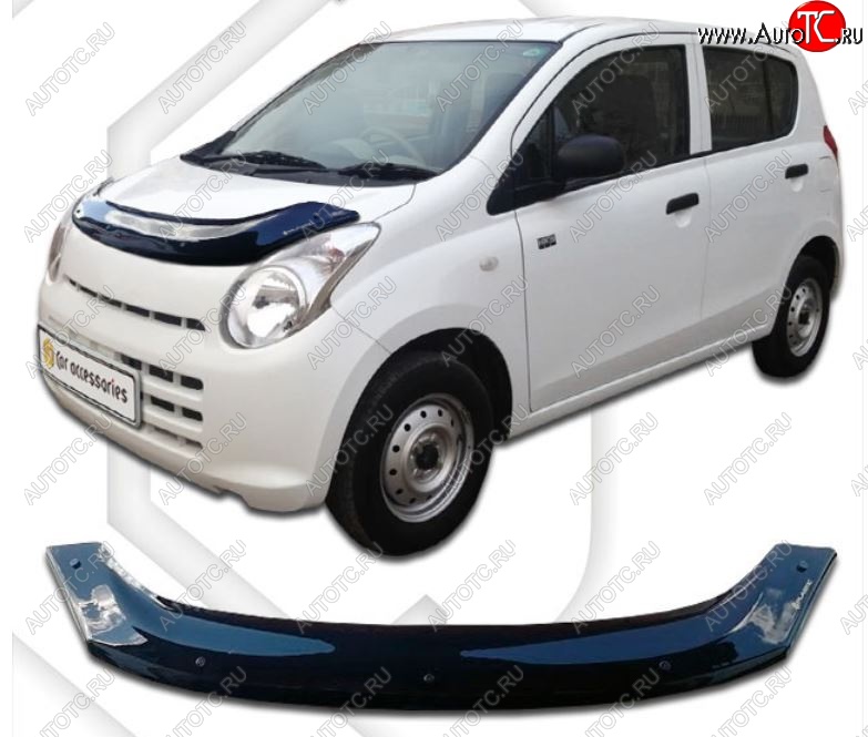 2 049 р. Дефлектор капота CA-Plastiс  Suzuki Alto  HA25-35 (2009-2014) хэтчбэк 5 дв. (Classic черный, Без надписи)  с доставкой в г. Тольятти