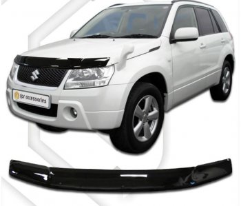 2 049 р. Дефлектор капота (TD54W TD94W) CA-Plastiс  Suzuki Grand Vitara ( JT 5 дверей,  JT 3 двери) (2005-2012) дорестайлинг, 1-ый рестайлинг, 1-ый рестайлинг (серия Classic черный, Без надписи)  с доставкой в г. Тольятти. Увеличить фотографию 2