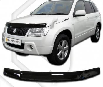 2 049 р. Дефлектор капота CA-Plastiс  Suzuki Grand Vitara  JT 3 двери (2005-2012) дорестайлинг, 1-ый рестайлинг (серия Classic черный)  с доставкой в г. Тольятти. Увеличить фотографию 2