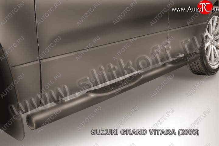 13 749 р. Защита порогов Slitkoff Suzuki Grand Vitara JT 5 дверей дорестайлинг (2005-2008) (Цвет: серебристый)  с доставкой в г. Тольятти