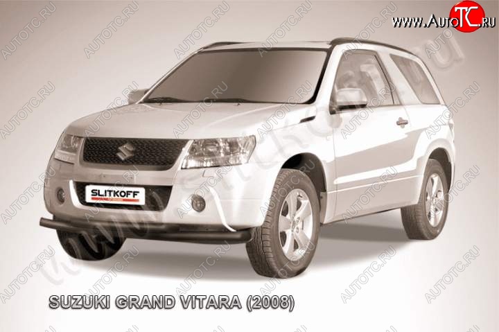 8 199 р. Защита переднего бампер Slitkoff Suzuki Grand Vitara JT 3 двери дорестайлинг (2005-2008) (Цвет: серебристый)  с доставкой в г. Тольятти