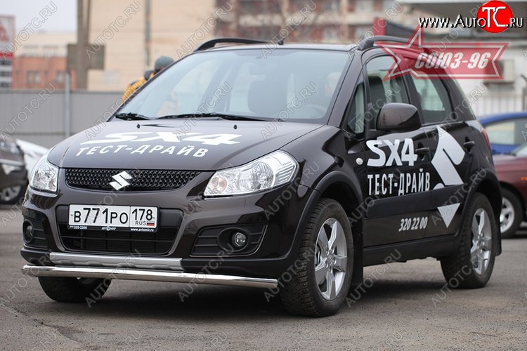 9 404 р. Защита переднего бампера одинарная Souz-96 (d60). Suzuki SX4 JYB, JYA хэтчбэк дорестайлинг (2013-2016)  с доставкой в г. Тольятти