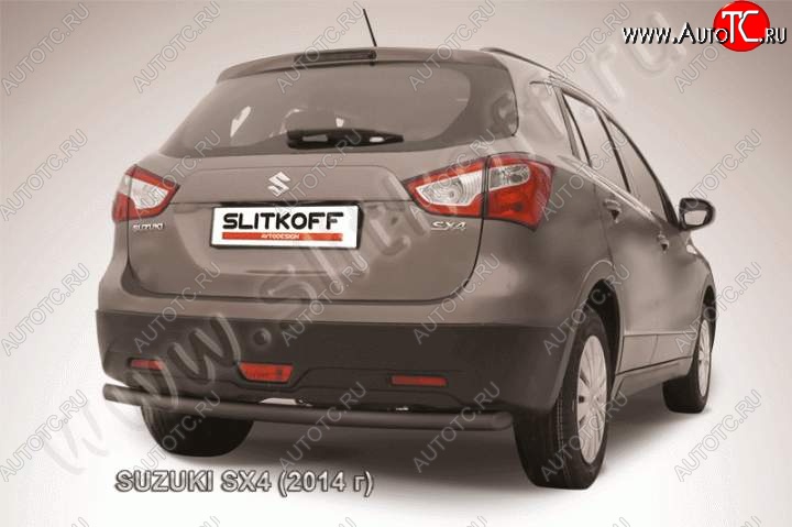 7 599 р. Защита задняя Slitkoff Suzuki SX4 JYB, JYA хэтчбэк дорестайлинг (2013-2016) (Цвет: серебристый)  с доставкой в г. Тольятти