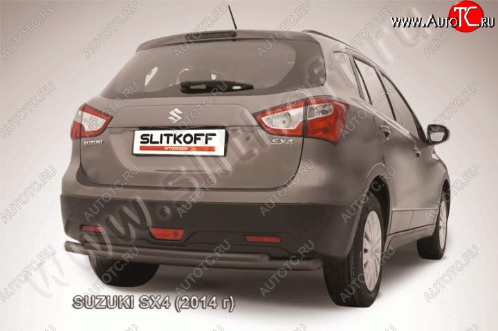 7 999 р. Защита задняя Slitkoff Suzuki SX4 JYB, JYA хэтчбэк дорестайлинг (2013-2016) (Цвет: серебристый)  с доставкой в г. Тольятти