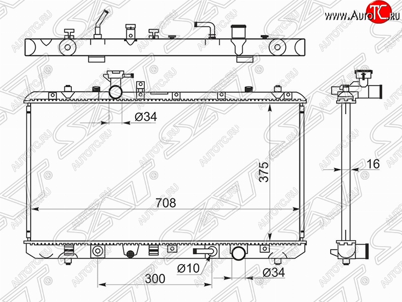 8 549 р. Радиатор двигателя SAT Suzuki SX4 GYA,GYB  рестайлинг, хэтчбэк (2010-2016)  с доставкой в г. Тольятти