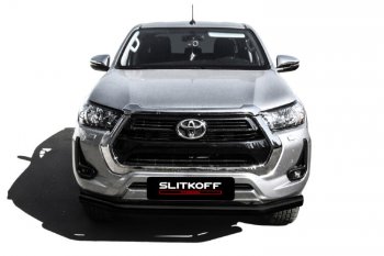 13 449 р. Защита переднего бампера Slitkoff (Ø 76 мм). Toyota Hilux AN120 1-ый рестайлинг (2017-2020) (Сталь с полимерным покрытием. Цвет: черный)  с доставкой в г. Тольятти. Увеличить фотографию 2