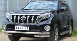 23 999 р. Защита переднего бампера (Ø63 мм с углами, нержавейка) SLITKOFF Toyota Land Cruiser Prado J150 1-ый рестайлинг (2013-2017)  с доставкой в г. Тольятти. Увеличить фотографию 4