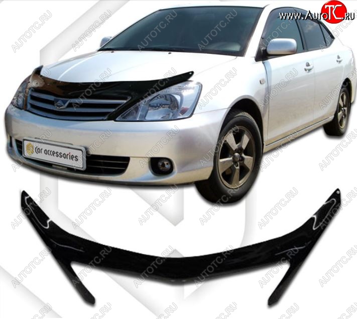 2 459 р. Дефлектор капота CA-Plastiс  Toyota Allion  T240 (2001-2007) седан дорестайлинг, седан рестайлинг (Classic черный, Без надписи)  с доставкой в г. Тольятти