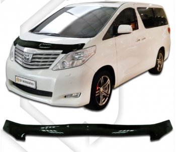 2 199 р. Дефлектор капота CA-Plastiс Toyota Alphard H20 дорестайлинг (2008-2011) (серия Classic черный, Без надписи)  с доставкой в г. Тольятти. Увеличить фотографию 2