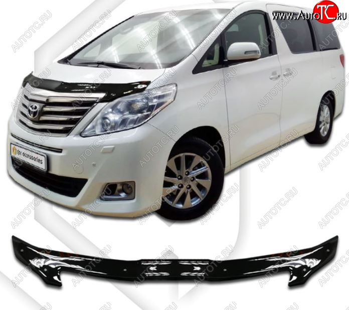 2 299 р. Дефлектор капота (DBA-GGH20W, ATH20W, ANH20W, ANH25W, GGH20W, GGH25W) CA-Plastiс  Toyota Alphard  H20 (2011-2015) рестайлинг (Classic черный, Без надписи)  с доставкой в г. Тольятти