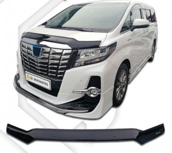 2 049 р. Дефлектор капота CA-Plastiс  Toyota Alphard  H30 (2015-2018) дорестайлинг (серия Classic черный, Без надписи)  с доставкой в г. Тольятти. Увеличить фотографию 2