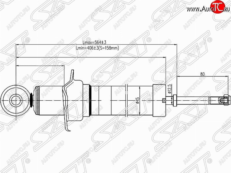 2 799 р. Амортизатор задний SAT (установка на левую или правую сторону) Toyota Crown S180 седан дорестайлинг (2003-2005)  с доставкой в г. Тольятти