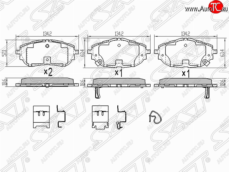 1 249 р. Колодки тормозные (передние) SAT Toyota Corolla E180 рестайлинг (2016-2019)  с доставкой в г. Тольятти