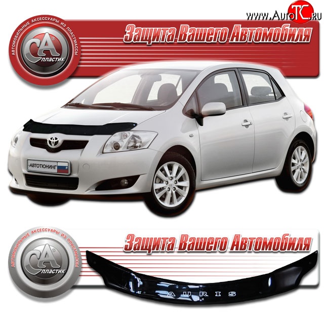 2 049 р. Дефлектор капота CA-Plastic  Toyota Auris  E150 (2006-2010) хэтчбэк 5 дв. дорестайлинг (Classic черный, Без надписи)  с доставкой в г. Тольятти