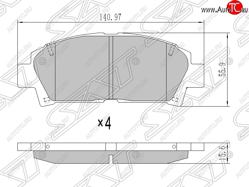 1 539 р. Колодки тормозные SAT (передние) Toyota Avensis T220 седан рестайлинг (2000-2003)  с доставкой в г. Тольятти