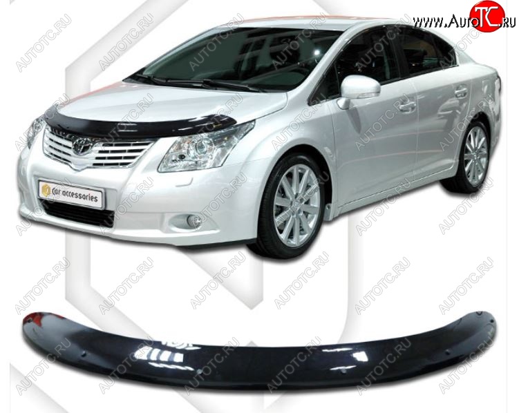 2 289 р. Дефлектор капота CA-Plastiс  Toyota Avensis ( T270 седан,  T270 универсал) (2008-2015) дорестайлинг, дорестайлинг, 1-ый рестайлинг, 1-ый рестайлинг (Classic черный, Без надписи)  с доставкой в г. Тольятти