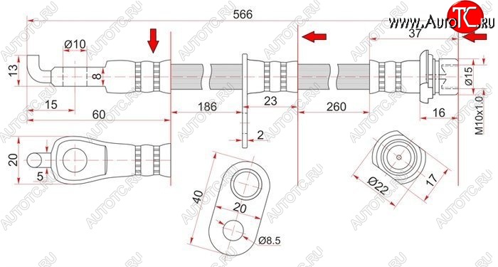 739 р. Тормозной шланг SAT (левый/правый) Toyota Probox (2002-2014)  с доставкой в г. Тольятти