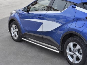 30 649 р. Пороги труба 120х60 Russtal (овал с проступью) Toyota C-HR NGX10, ZGX10 дорестайлинг (2016-2019)  с доставкой в г. Тольятти. Увеличить фотографию 3