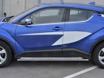 20 749 р. Пороги труба 75х42 Russtal (овал с проступью) Toyota C-HR NGX10, ZGX10 дорестайлинг (2016-2019)  с доставкой в г. Тольятти. Увеличить фотографию 2