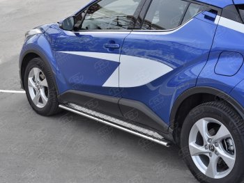 20 749 р. Пороги труба 75х42 Russtal (овал с проступью) Toyota C-HR NGX10, ZGX10 дорестайлинг (2016-2019)  с доставкой в г. Тольятти. Увеличить фотографию 3