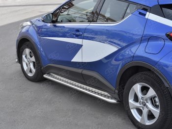 20 749 р. Пороги труба d42 с листом Russtal Toyota C-HR NGX10, ZGX10 дорестайлинг (2016-2019) (Лист алюм, проф. нерж)  с доставкой в г. Тольятти. Увеличить фотографию 3