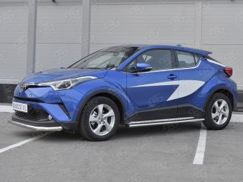 13 699 р. Защита переднего бампера (Ø63 мм, нержавейка) SLITKOFF Toyota C-HR NGX10, ZGX10 дорестайлинг (2016-2019)  с доставкой в г. Тольятти. Увеличить фотографию 2