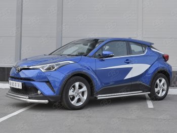 15 599 р. Защита переднего бампера (2 трубы Ø63 и 42 мм, нержавейка) SLITKOFF Toyota C-HR NGX10, ZGX10 дорестайлинг (2016-2019)  с доставкой в г. Тольятти. Увеличить фотографию 2