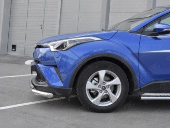 15 599 р. Защита переднего бампера (2 трубы Ø63 и 42 мм, нержавейка) SLITKOFF Toyota C-HR NGX10, ZGX10 дорестайлинг (2016-2019)  с доставкой в г. Тольятти. Увеличить фотографию 3