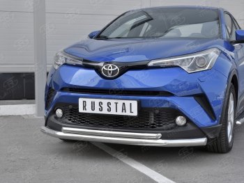 15 599 р. Защита переднего бампера (2 трубы Ø63 и 42 мм, нержавейка) SLITKOFF Toyota C-HR NGX10, ZGX10 дорестайлинг (2016-2019)  с доставкой в г. Тольятти. Увеличить фотографию 4