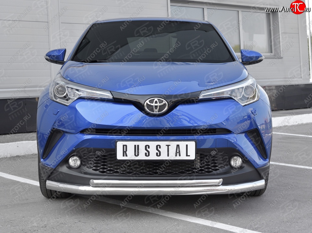 15 599 р. Защита переднего бампера (2 трубы Ø63 и 42 мм, нержавейка) SLITKOFF Toyota C-HR NGX10, ZGX10 дорестайлинг (2016-2019)  с доставкой в г. Тольятти