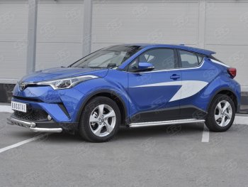 20 399 р. Защита переднего бампера (Ø63 мм с клыками, нержавейка) SLITKOFF Toyota C-HR NGX10, ZGX10 дорестайлинг (2016-2019)  с доставкой в г. Тольятти. Увеличить фотографию 2