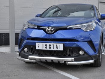 20 399 р. Защита переднего бампера (Ø63 мм с клыками, нержавейка) SLITKOFF Toyota C-HR NGX10, ZGX10 дорестайлинг (2016-2019)  с доставкой в г. Тольятти. Увеличить фотографию 4