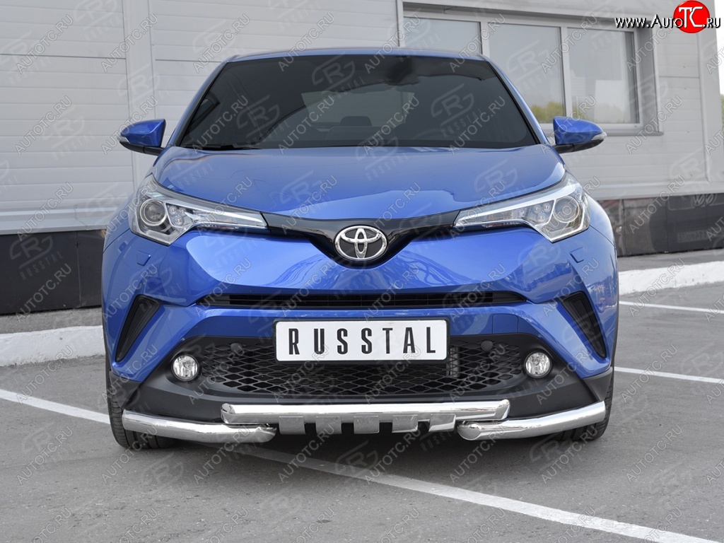 20 399 р. Защита переднего бампера (Ø63 мм с клыками, нержавейка) SLITKOFF Toyota C-HR NGX10, ZGX10 дорестайлинг (2016-2019)  с доставкой в г. Тольятти