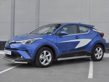 14 999 р. Защита переднего бампера (2 трубы Ø42 мм, нержавейка) SLITKOFF Toyota C-HR NGX10, ZGX10 дорестайлинг (2016-2019)  с доставкой в г. Тольятти. Увеличить фотографию 3