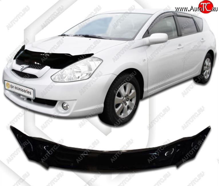 2 059 р. Дефлектор капота CA-Plastiс exclusive Toyota Caldina T240 универсал дорестайлинг (2002-2004) (серия Classic черный, Без надписи)  с доставкой в г. Тольятти