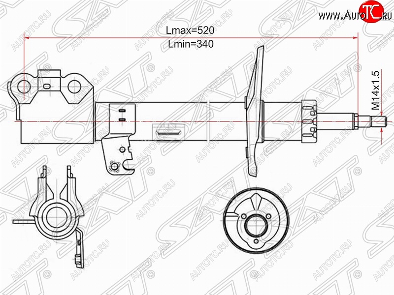 4 649 р. Левый амортизатор передний (2WD, 4WD) SAT Toyota Caldina T240 универсал дорестайлинг (2002-2004)  с доставкой в г. Тольятти