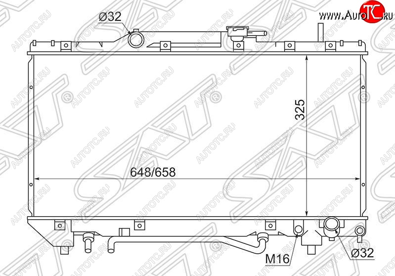 5 599 р. Радиатор двигателя SAT Toyota Caldina T190 дорестайлинг универсал (1992-1995)  с доставкой в г. Тольятти