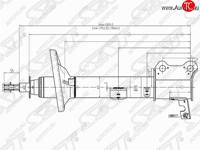 4 089 р. Правый амортизатор задний SAT Toyota Carina T190 седан дорестайлинг (1992-1994)  с доставкой в г. Тольятти