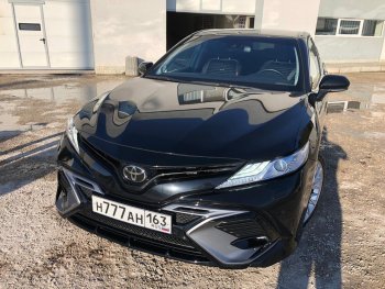 14 699 р. Накладка переднего бампера Yurol Toyota Camry XV70 дорестайлинг (2017-2021) (Неокрашенная)  с доставкой в г. Тольятти. Увеличить фотографию 3