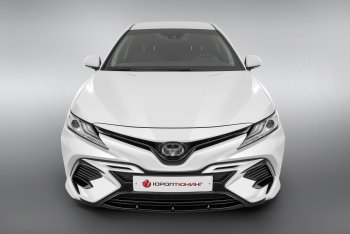 16 999 р. Накладка в центральный воздухозаборник переднего бампера Harius Toyota Camry XV70 дорестайлинг (2017-2021) (Неокрашенная)  с доставкой в г. Тольятти. Увеличить фотографию 2