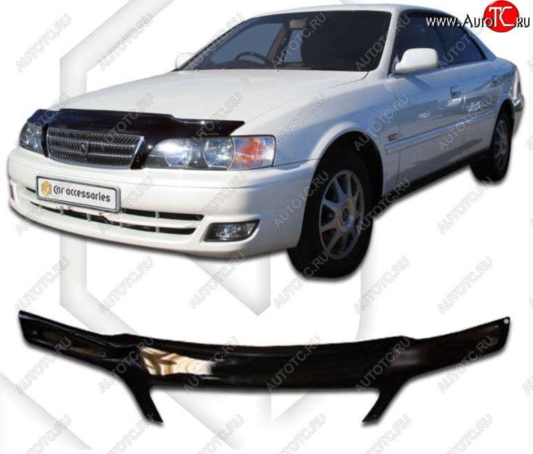 2 289 р. Дефлектор капота CA-Plastiс  Toyota Chaser (1996-2001) (Classic черный, Без надписи)  с доставкой в г. Тольятти