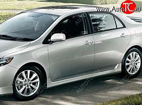 7 399 р. Пороги накладки CT Toyota Corolla E150 седан рестайлинг (2009-2013) (Неокрашенные)  с доставкой в г. Тольятти