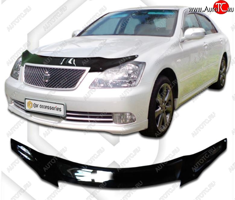 2 289 р. Дефлектор капота CA-Plastiс  Toyota Crown  S180 (2005-2008) седан рестайлинг (Classic черный, Без надписи)  с доставкой в г. Тольятти