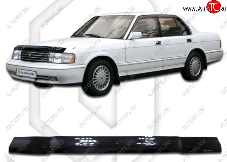 1 969 р. Дефлектор капота CA-Plastiс  Toyota Crown  S130 (1991-1999) седан 2-ой рестайлинг (Classic черный, Без надписи)  с доставкой в г. Тольятти