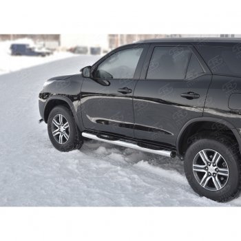 24 999 р. Пороги труба d76 с накладкой (v2) SLITKOFF Toyota Fortuner AN160 дорестайлинг (2015-2020)  с доставкой в г. Тольятти. Увеличить фотографию 2